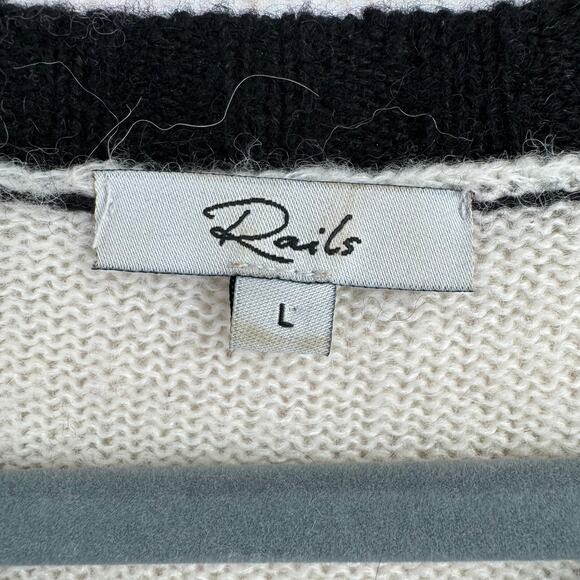 Rails Wool Cashmere Blend Perci Bretton Heart Sweater Womens Large Cream Black - Picture 7 of 14